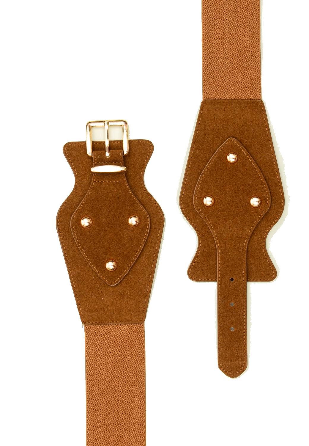 CINTURA ELASTICO+FAKE SUEDE C/3 BORCHIE 40%ELASTIC25%POLYESTER25%PU10%ME M PRC   - CAFFE